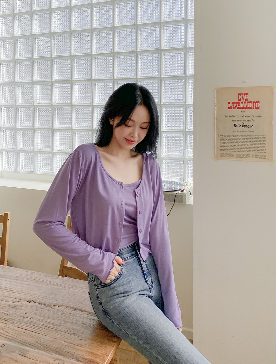 [EVELLET]Judia Wave Sleeveless Cardigan SET