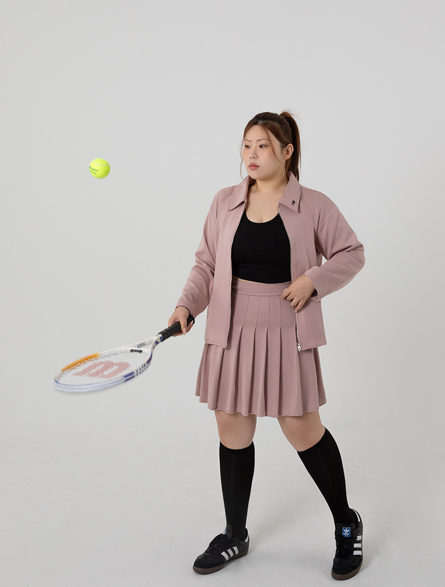 [EVELLET] Erose Collar embroidery two-way zip up