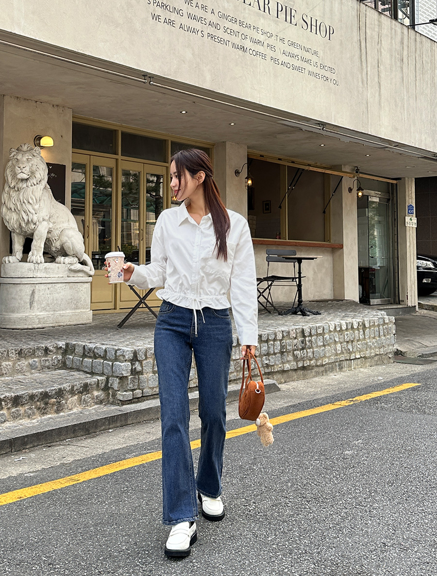 [EVELLET] Teen Ritz string semi-crop Blouse