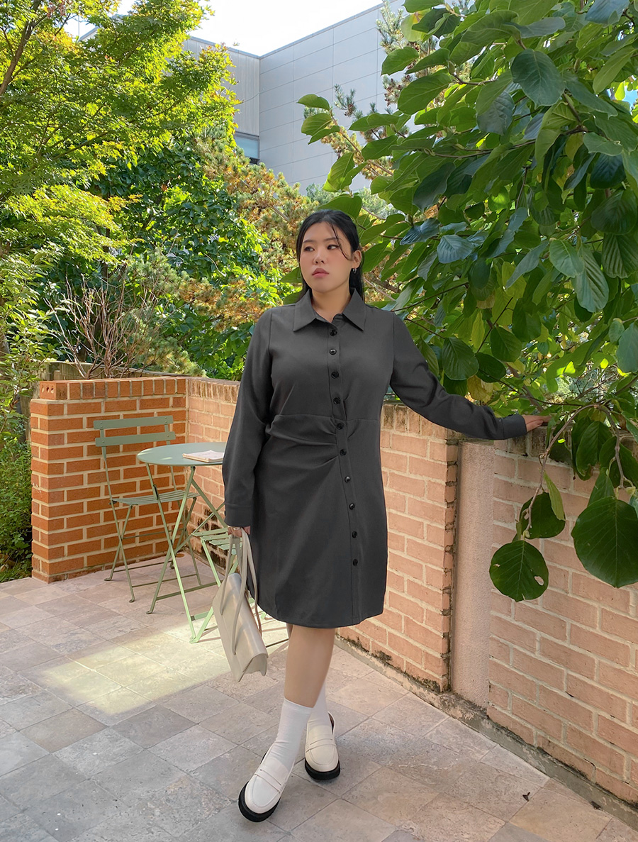 [EVELLET] Tibet Diagonal Button Dress