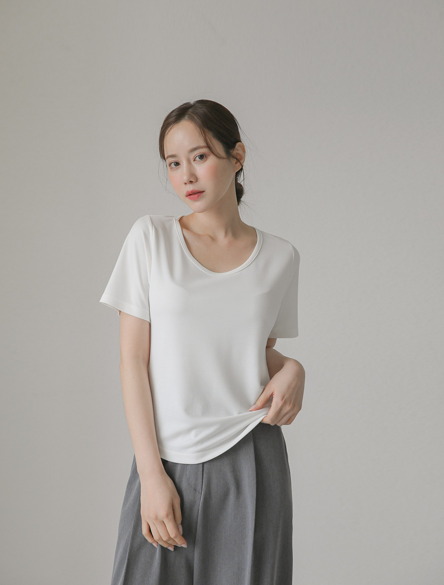 [EVELLET] Duello primium U-neck T-shirt by length