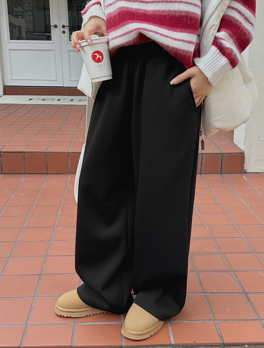 [EVELLET] FLEECE SOFT FIT MODAL FLEECE WAISTBAND PANTS