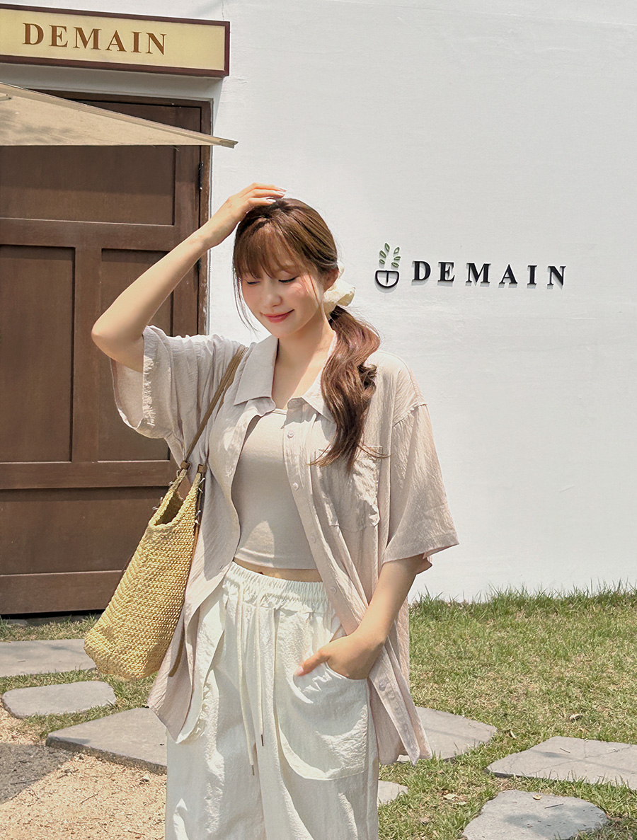 [EVELLET] Dumeti loose fit pocket short sleeve shirt