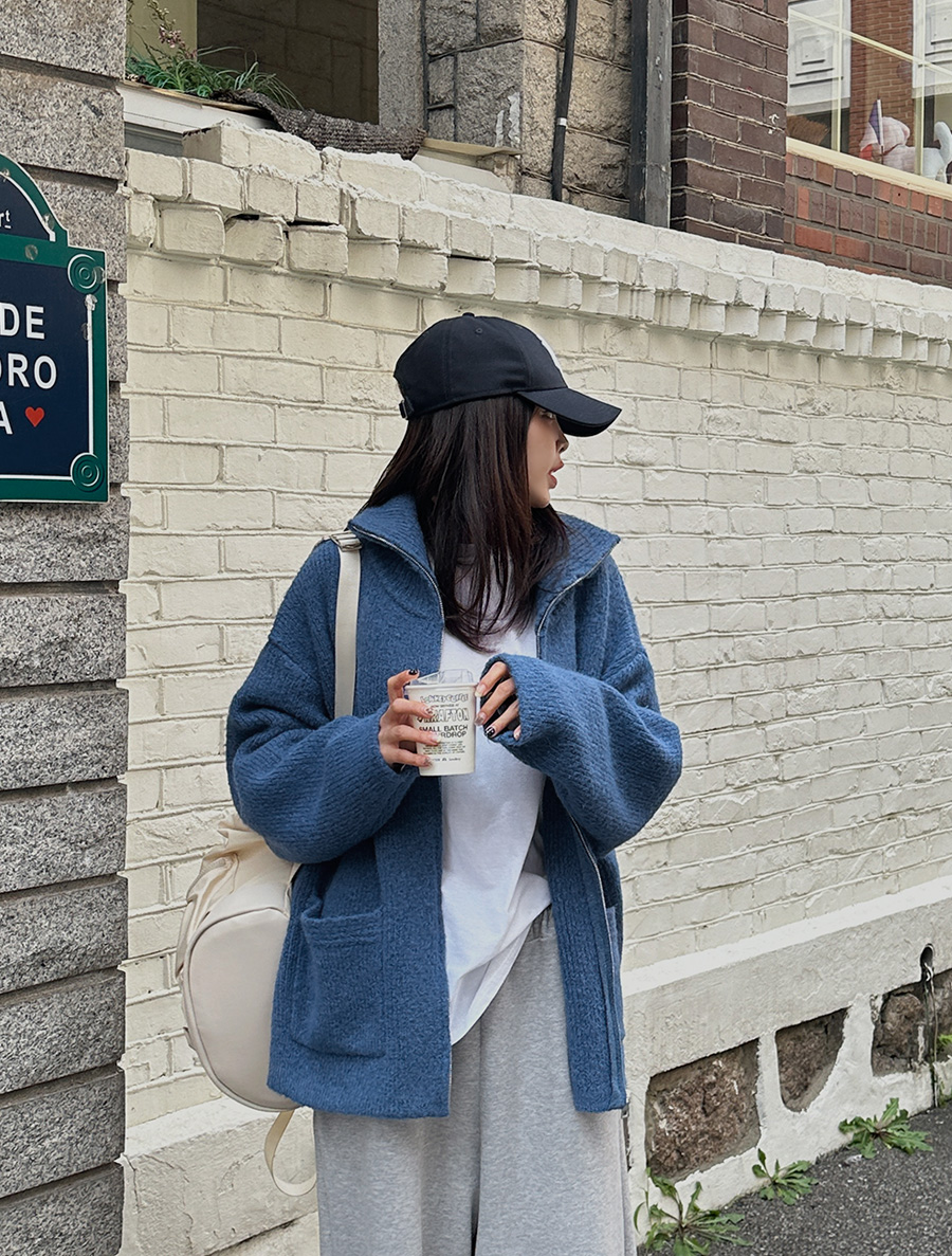 [EVELLET] Rudello Wool Knit Zip-up