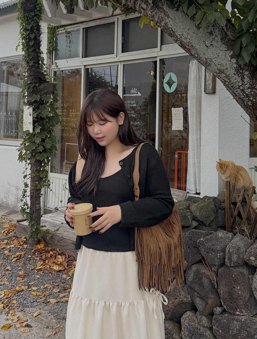 [EVELLET] Cellunin Merino Wool Knit Sleeveless Cardigan SET