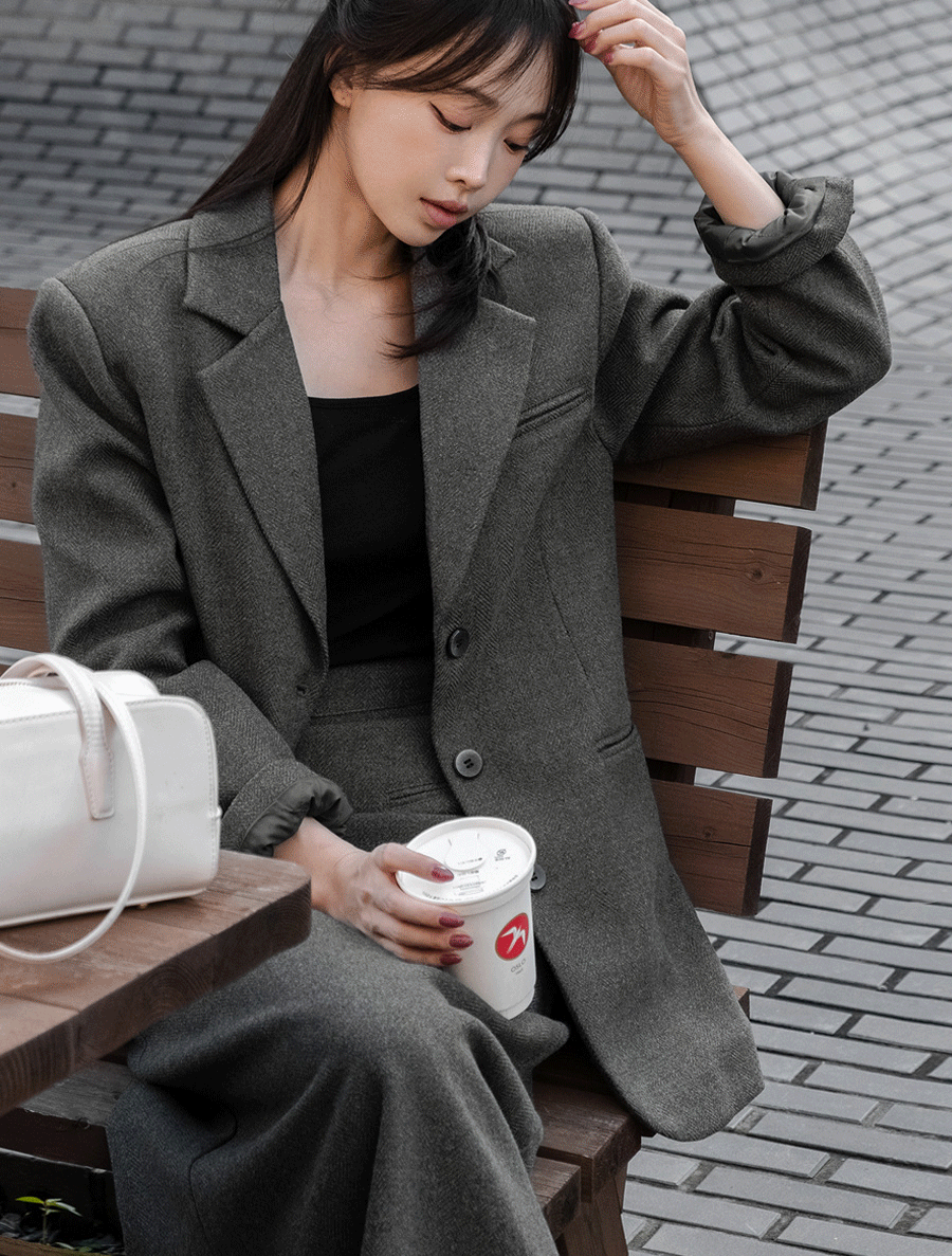 [EVELLET] Divenne Herringbone Quilting Single Jacket