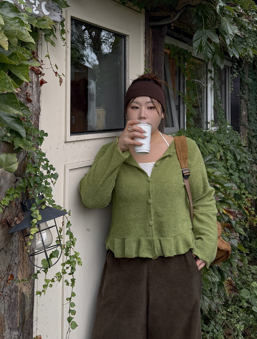 Fredda Terry Frill Button Cardigan