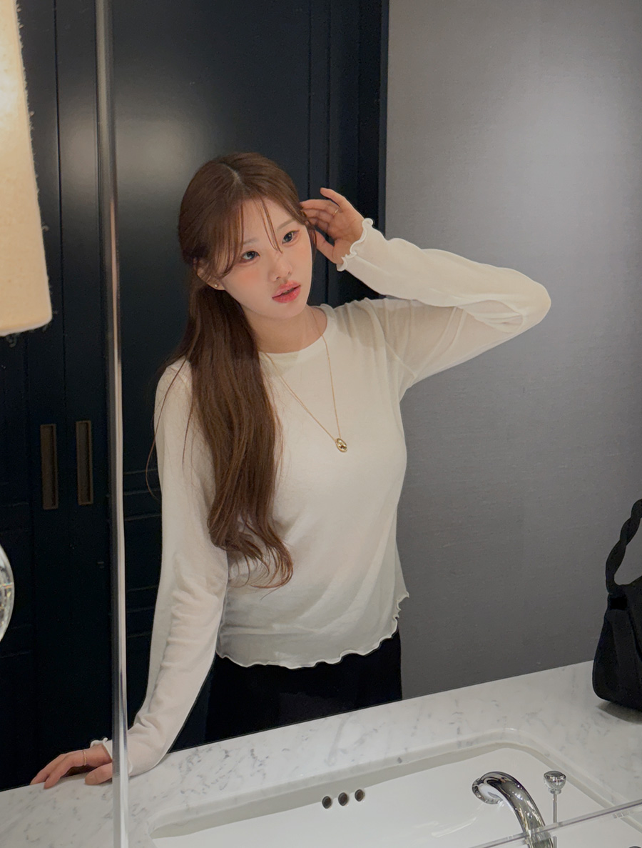 [EVELLET] Muad Lyocell Layered Slim Fit Wave T-shirt