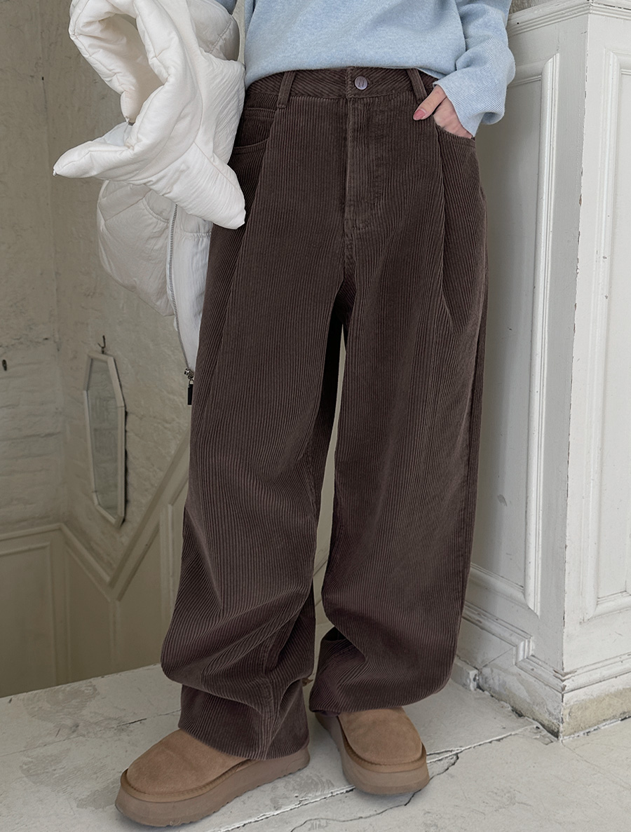 [Everyday Pants] Hetiv Washing Corduroy Semi-Wide Pants