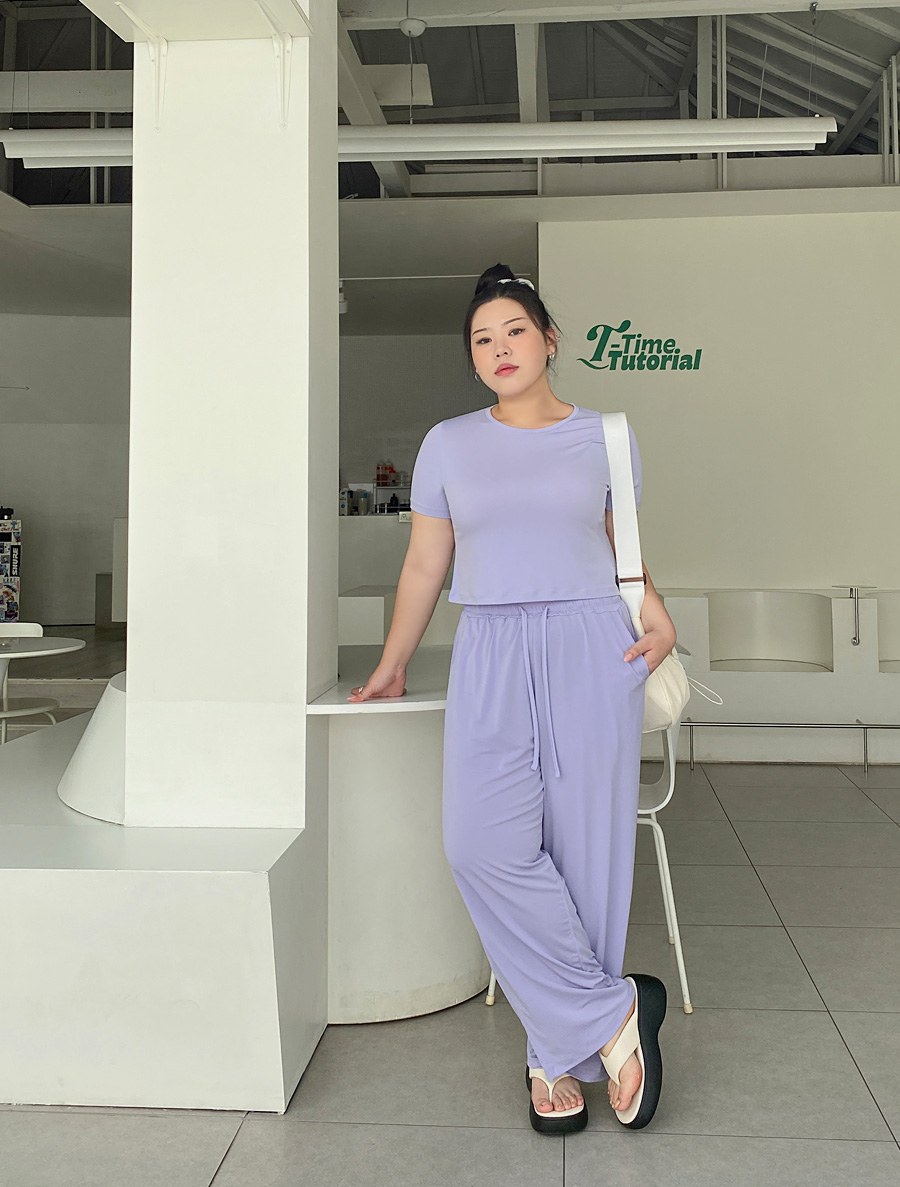 [EVELLET] Delineu Cooling Span Wide Waistband Pants