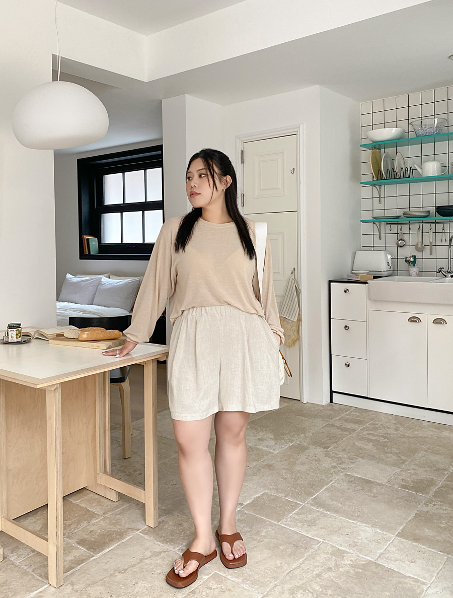 [EVELLET]Pyiden Linen 4.Pedal pushers banding belts