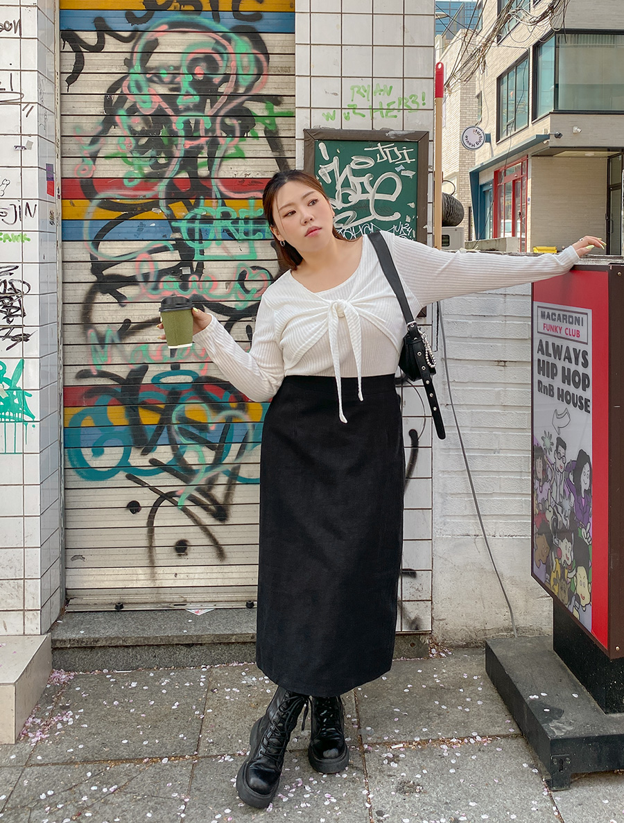 [EVELLET] Zenmuta Linen Slit Long skirt