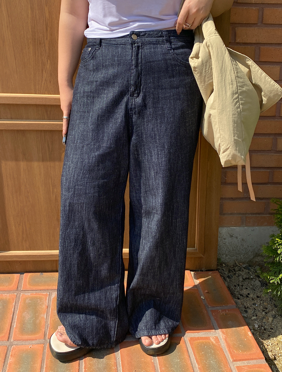 [EVELLET] Daibel Linen Denim Wide Pants