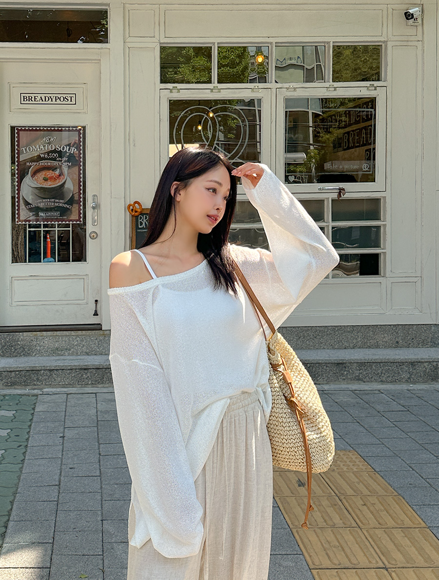 [EVELLET] Thiaven Unbalance Slit Knit