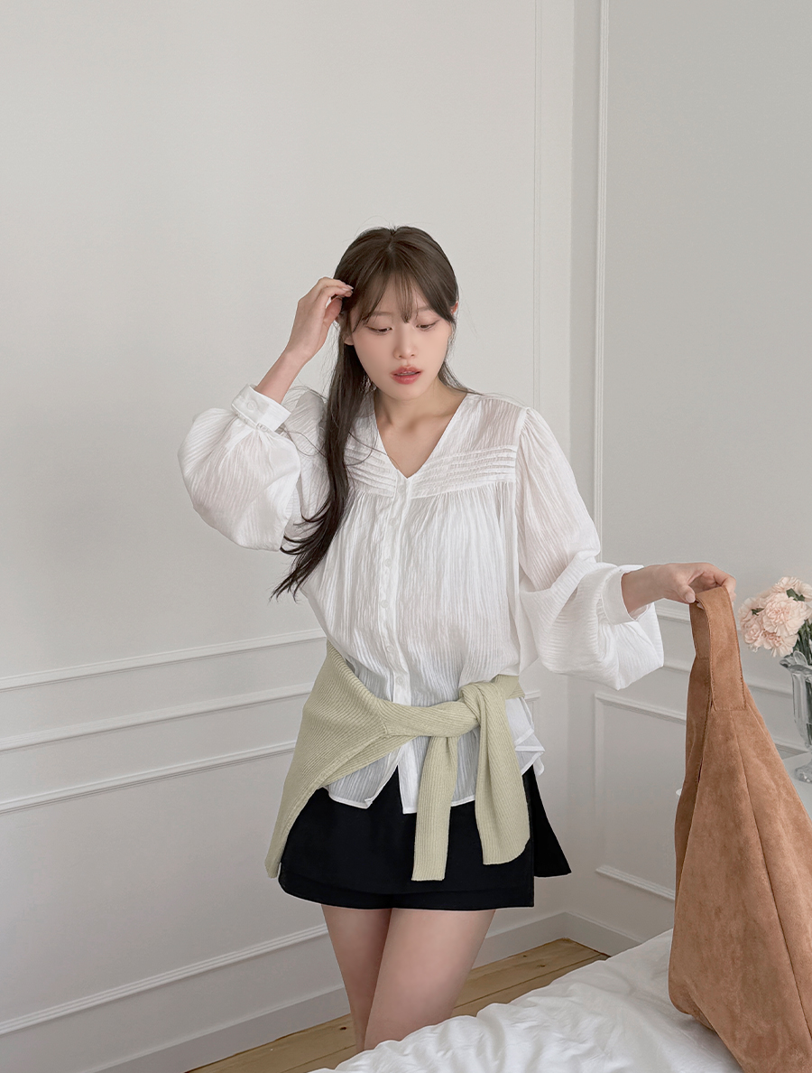 Puff Blouse, Lyocell Pintuck
