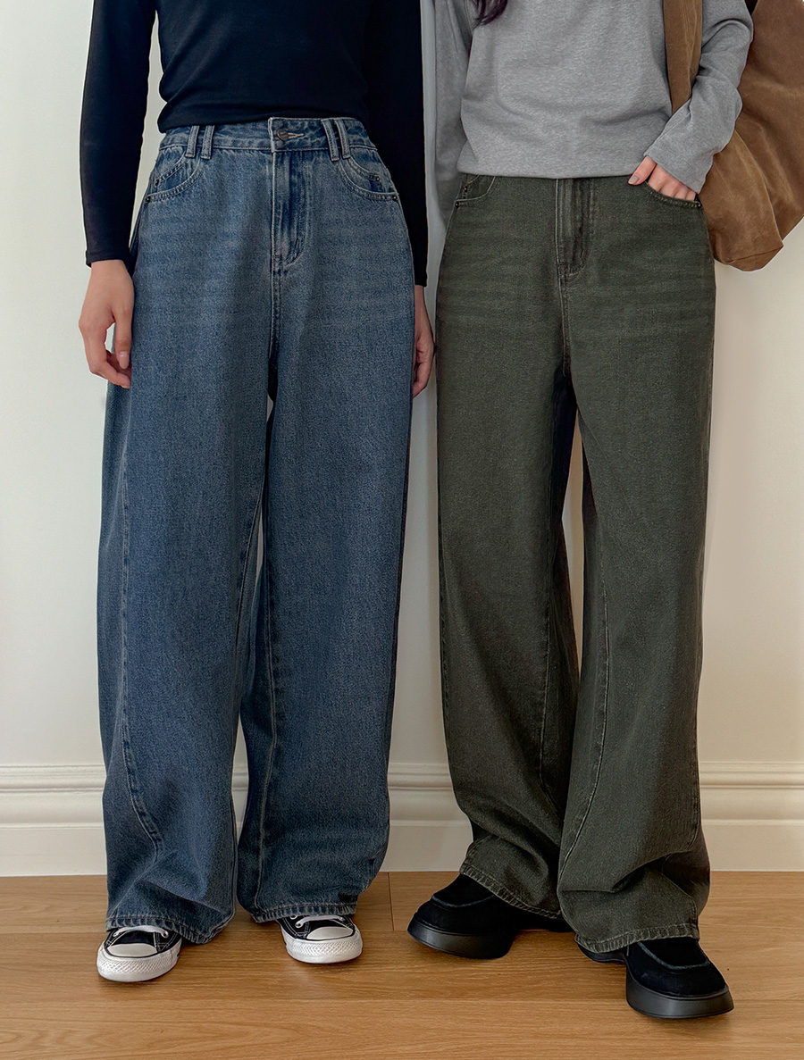 [Everyday Pants] Full-Male Pleated Wide Denim Pants