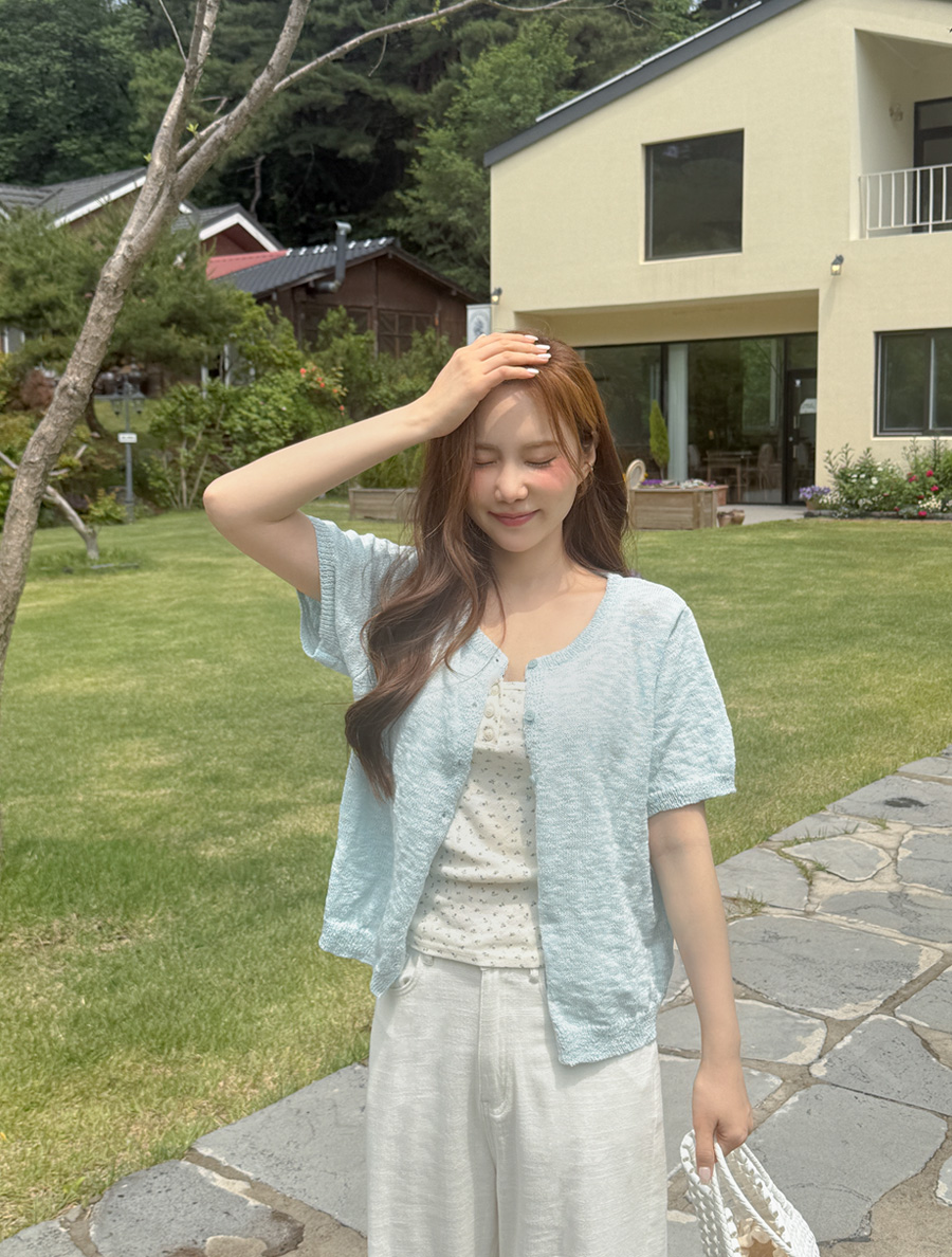 [EVELLET] Sheringd Short-sleeve Knit Cardigan